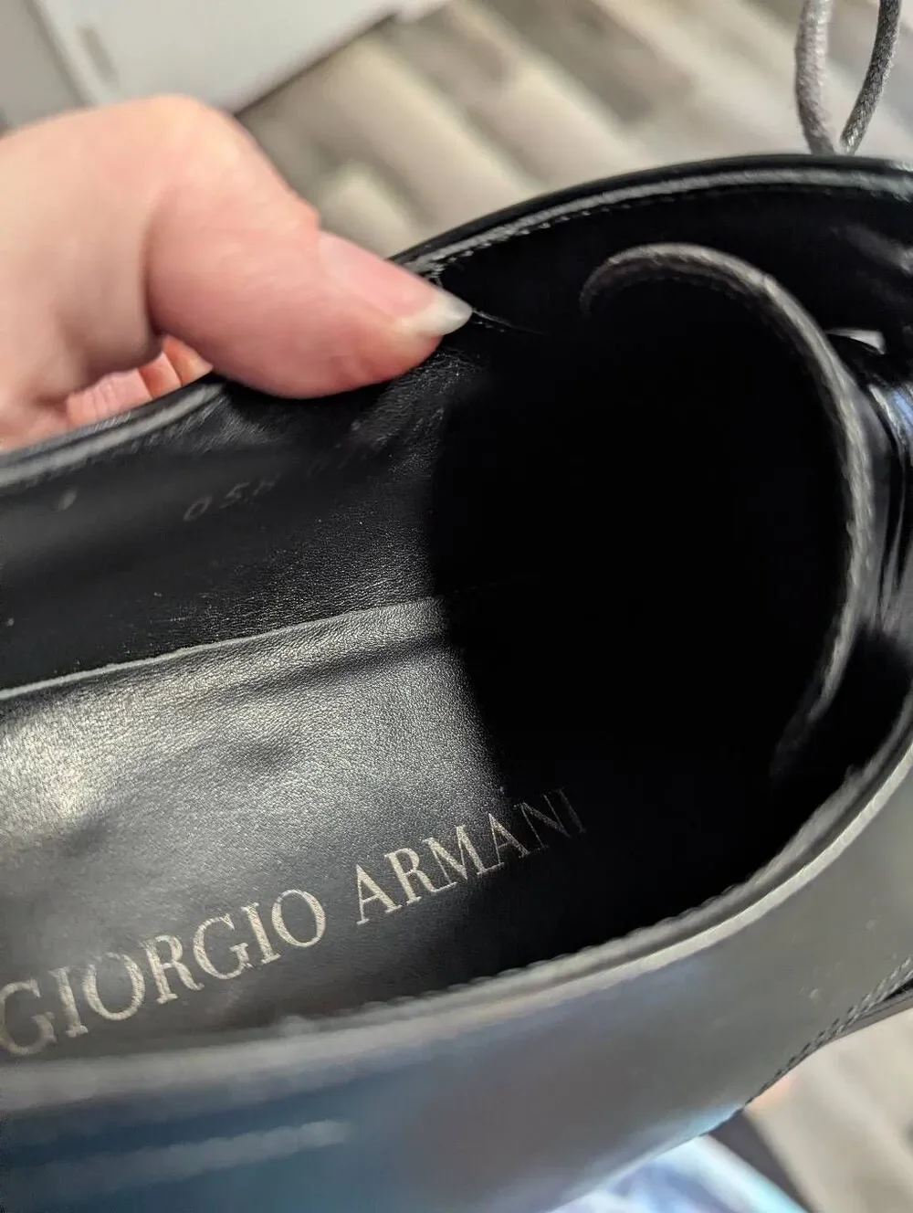 Giorgio Armani Black leather oxford lace up dress shoe mens 40 EU 6.5/7 US